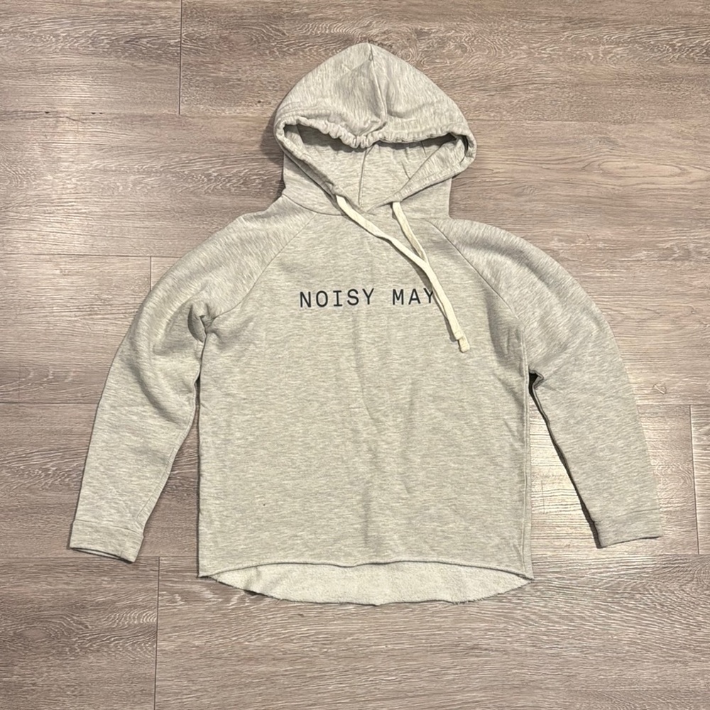 NOISY MAY • Light Gray Hoodie with Logo • Size Medium